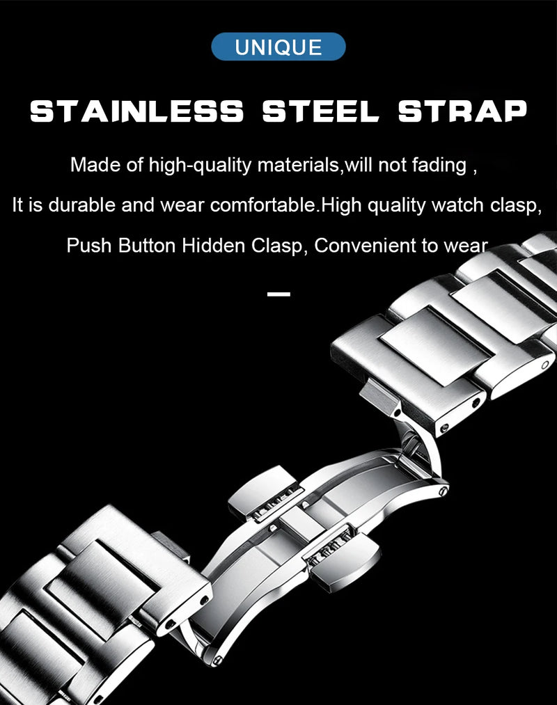 POEDAGAR Men’s Luxury Stainless-Steel Square Watch – Waterproof & Luminous Hands